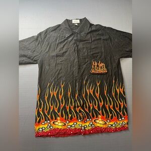 Vintage y2k PASSION-I button up Las Vegas  FLAMES Roulette Large #1055